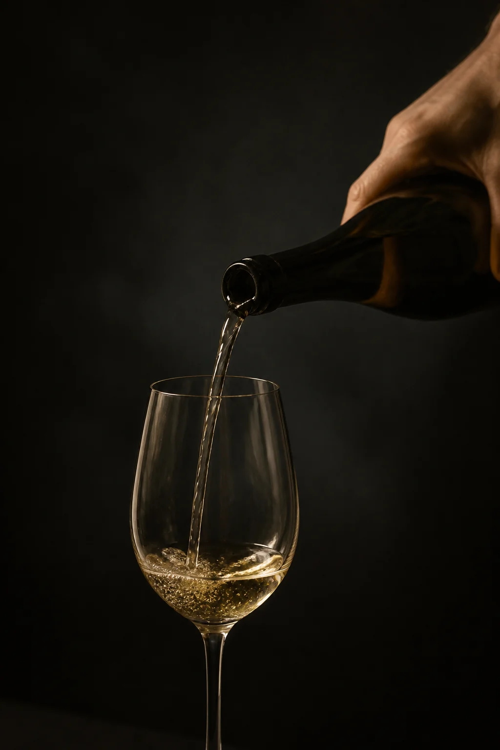 Vino blanco servido en una copa